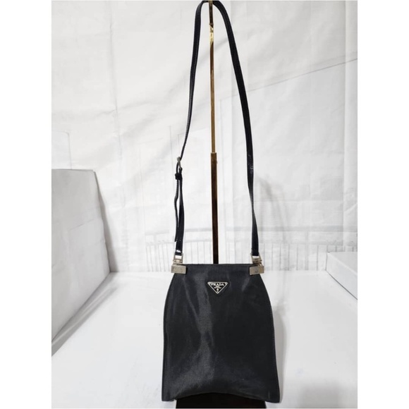 Authentic Prada Vintage Nylon/Patent Leather Small Crossbody Bag Black - Picture 1 of 14